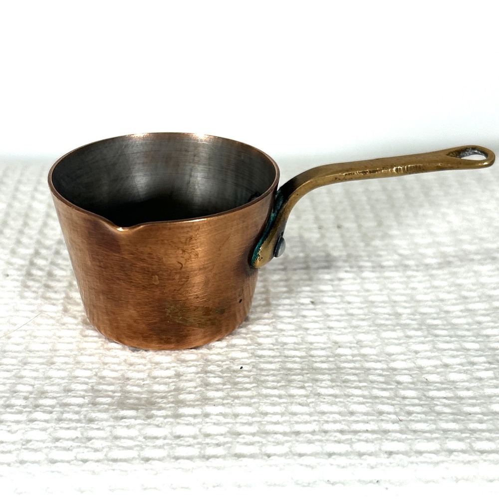 Vintage Copper Mini Saucepan Scoop 2"x1.75" Country Kitchens Classic